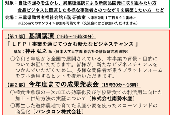 農林漁業と異業種の連携による新たな食品ビジネス成果発表会・研修交流会を開催します
